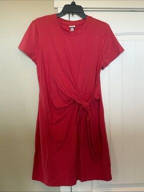 a new day Red Short Sleeve Tie-Front Mini Dress